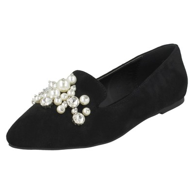 Damen Spot On Flache Slipper Schnitt Balletttänzerinen