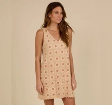 Women's Rylee & Cru Crochet Mini Floral Tank Dress Size Small Granny Square NWT