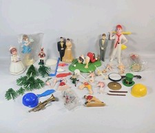 Vintage Wilton Cake Toppers Miscellaneous Lot Baseball Wedding Golf Trees More