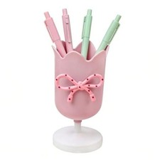 Tulip Pen Holder for Desk Cute Plastic Pencil Organizer Makeup Brush Cup Pink