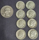 Lot Of Silver US Coins 1 Quarter 8 Dimes 90% Silver 40s 50s
