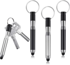 Outus 4 Pieces Mini Stylus Pen with Keyring Loop 3-in-1 Accessory Bullet Capacit