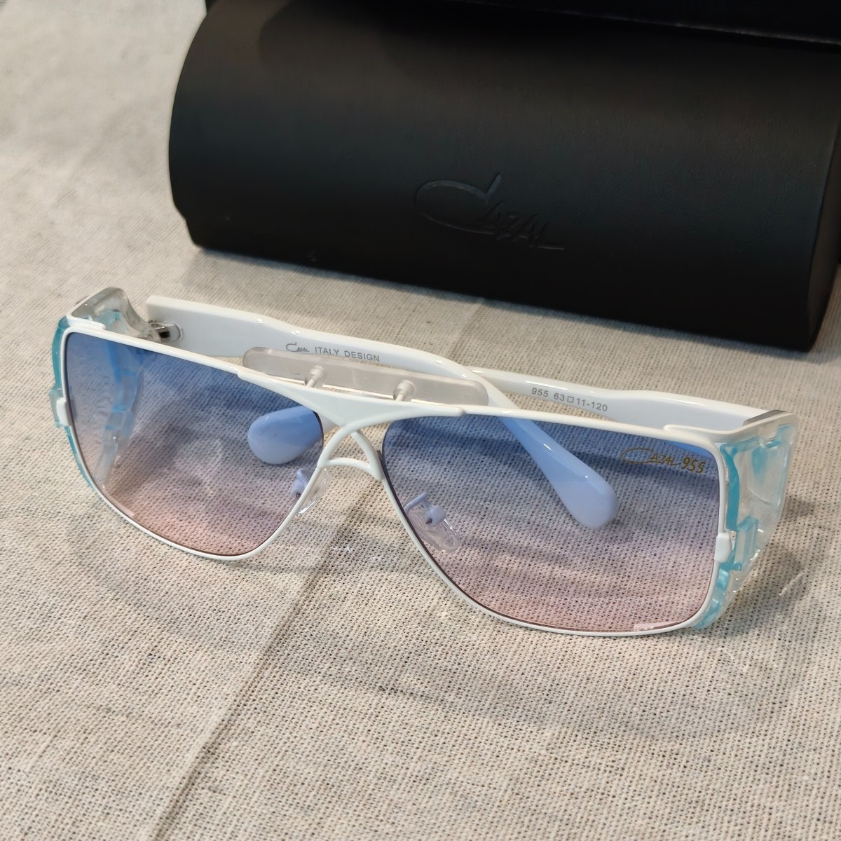 CAZAL LEGENDS 955 Havana Sunglasses White Temple Gradient Lens
