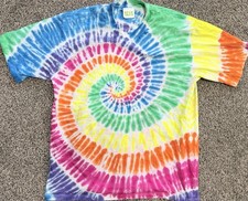 Vintage T Shirt One Size Tie Dye T.C.F.S. Blank Tee Single Stitch Made In USA
