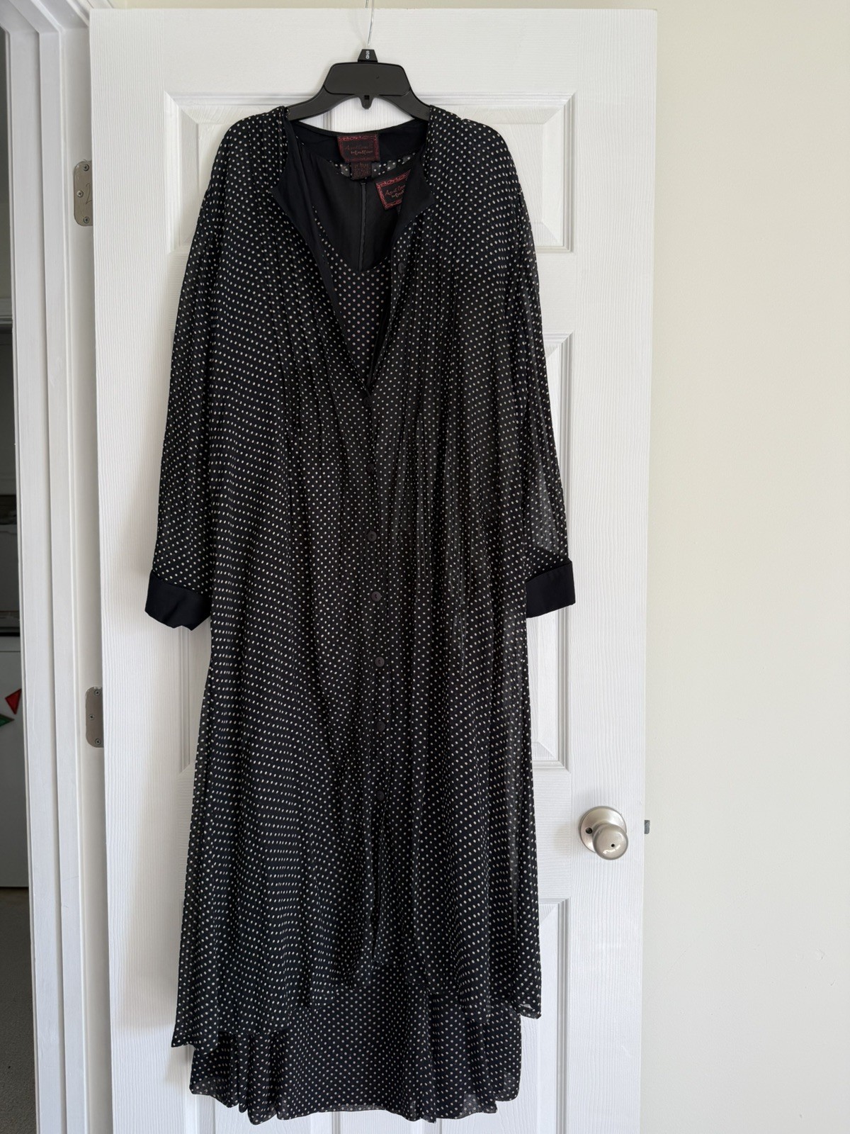 April Cornell Dress Maxi Black Chiffon Long Sleeve Dress Small 2pc Set