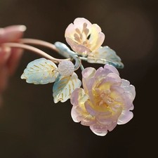 Glass Flower Hairpin Chinese Style Vintage Style Hair Stick For Bun Dance