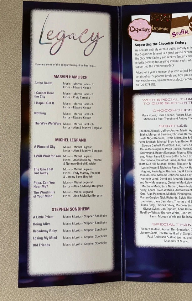 MARIA FRIEDMAN AND FRIENDS - LEGACY -  MENIER CHOCOLATE FACTORY - 2022 - Image 4 of 4