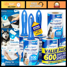 Extra Sticky Lint Roller Mega Set - 600 Sheets for Pet Hair Removal, 6 Pack