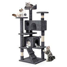 54 Inch Cat Tree Tower for Indoor Cats Large Adults, Cat Tower with Scratchin...