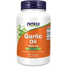 NOW Foods Supplements, Garlic Oil 1500 250 Count Pack of 1 , Light Yellow