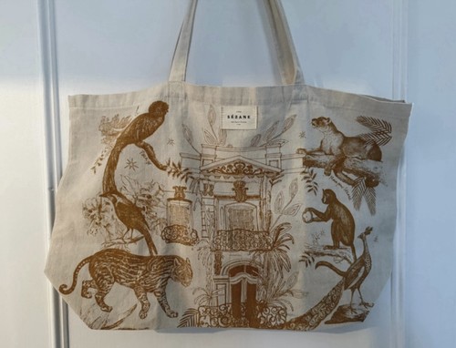 SEZANE Paris Paraiso Jungle Tote Bag Cotton Canvas Color