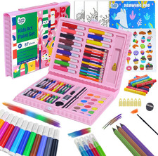 Kids Art Set, Drawing Art Supplies for Girls  Boys Ages 4-8 with Watercolor Cak