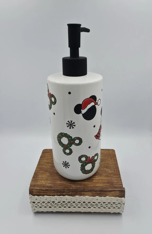 Disney Mickey Mouse Snowman Wreaths Holiday Soap Dispenser NEW - Image 3 of 4