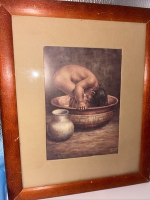 VTG  Sidekick 1974 Bill Hampton Bottoms Up Art Print Poster Native Child 5x8