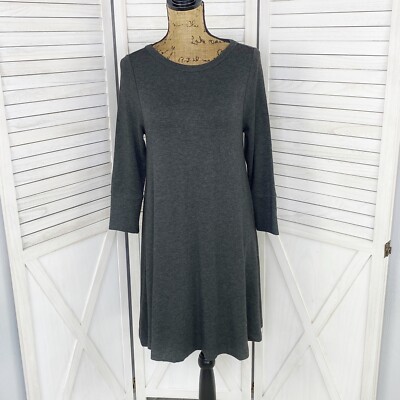 lou and grey dress & Womens Small Gray Knit Long Sleeve A line Shift Casual Pullover 121225bs