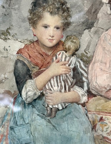 CLELIA BOMPIANI BATTAGLIA Italy, 1847-1927 Watercolor Painting Signed - Picture 5 of 11