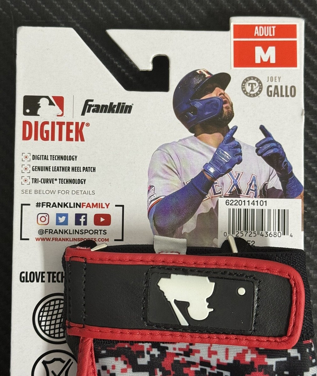 Franklin Sports Adult MLB Digitek Batting Gloves Medium Pair Grey