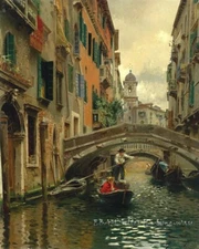 Italy Venice Alley Landscape Oil painting Wall art Giclee Printed on canvas P577