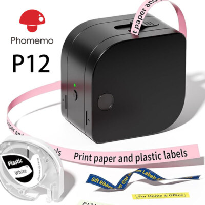 Phomemo P12 Etikettendrucker, Mini Beschriftungsgerät Bluetooth Etikettiergerät
