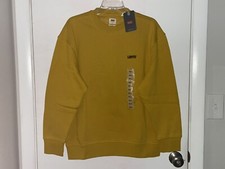 NWT 54.50 Levi's Men's Crewneck Fleece Lined Sweatshirt Mustard Golden Yellow