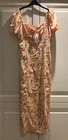 Ivivi collection Orange Floral Printed Midi Dress Size L BNWT