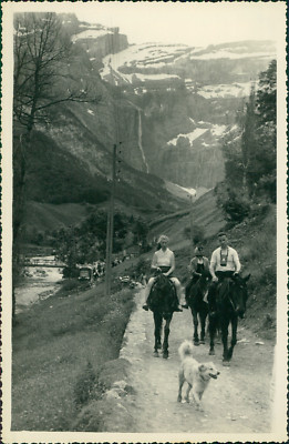 Tirage Argentique Vintage – Skieurs Dans Les Alpes – Circa 1947 – 6,5x9 Cm