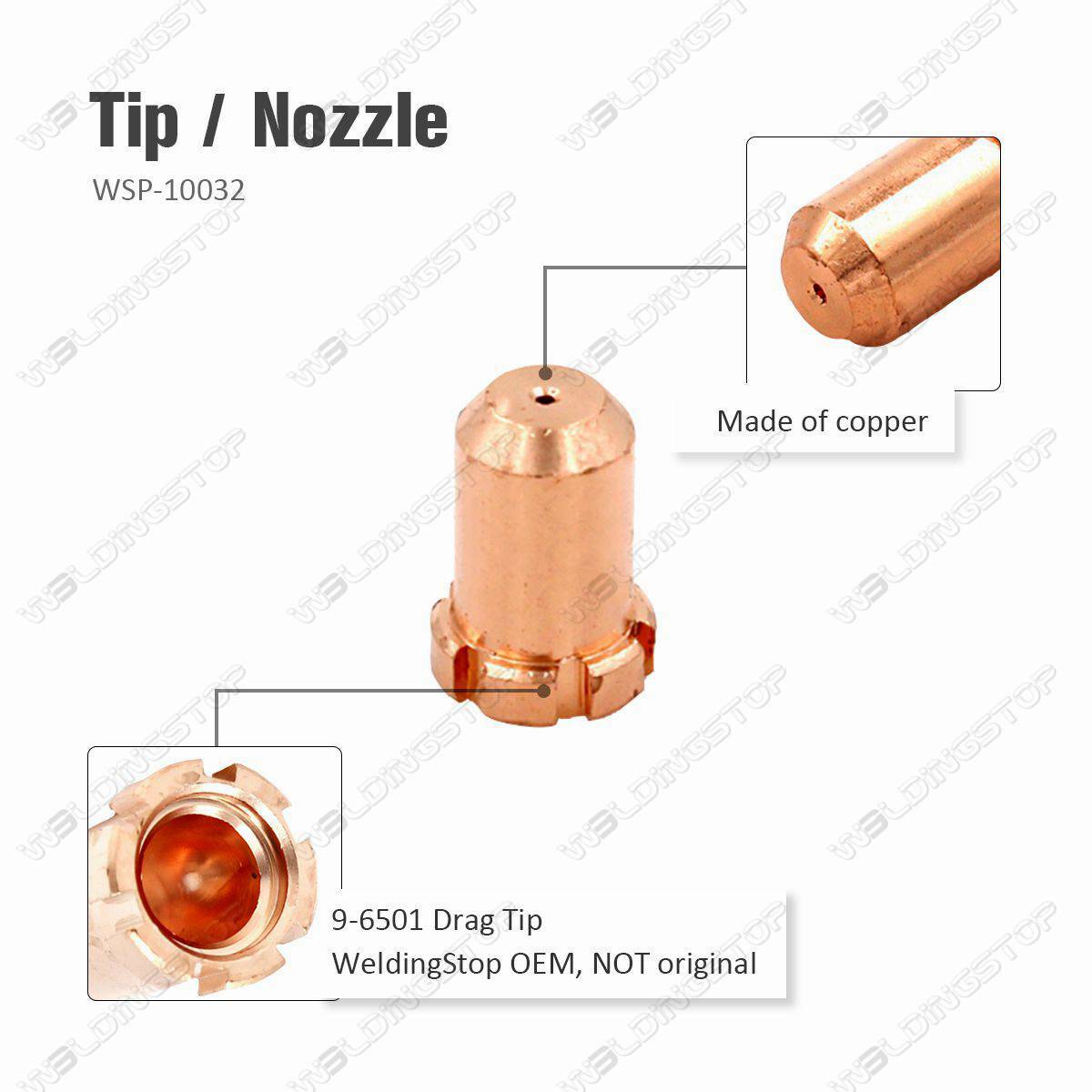 Lot De 10 Embouts 9-6501 Pour Torche De Découpe Plasma Dynamique / Thermique - Compatible PCH25/26/28/35/38