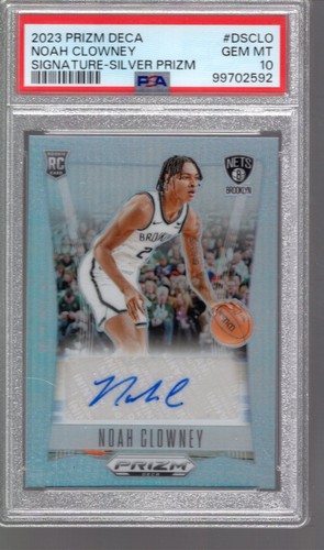 2023-24 Noah Clowney Panini Prizm Deca Auto Prizms Silver RC Nets PSA 10 - Desc