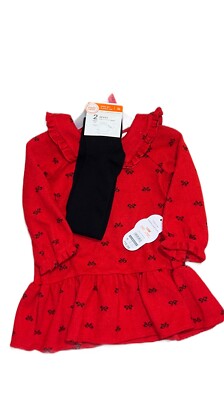Baby Girl Two Piece 18 Months Dress With Footed Tights