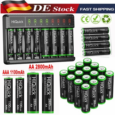 HiQuick AA AAA 1100/2800mAh Wiederaufladbar Rechargeable Battery Batterie Akku