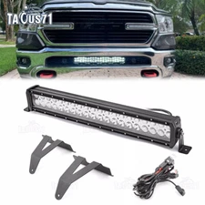 Hidden Bumper Grille 22'' LED Light Bar Mount Wire Kit Fit 2019+ Dodge Ram 1500