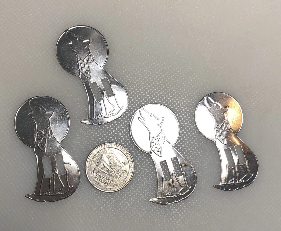 CONCHOS 2" x 1" COYOTE,WOLF, DOG/ MOON WESTERN DESIGN SILVER 12 pieces per order - Image 2 of 2