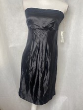 ecoskin Womens Strapless Evening Cocktail Party Dress Black Silk Hemp Size 4