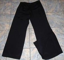 ESCADA BLACK LABEL NAVY SILK WIDE LEG SLIT PANTS 44 550 LUX  