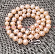 Natural Pink 7-10mm Freshwater Pearl Necklace 14-50'' 925 Silver Clasp