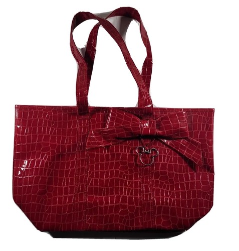 Disney Mickey Mouse Tote Bag Red Croc Embossed Large Disney Parks Purse Chic - 第 1/8 張圖片