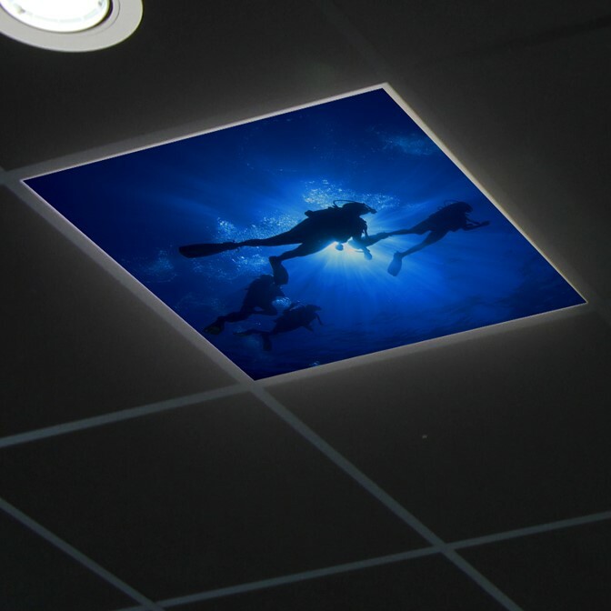 Plafond décor diffusant anti-éblouissement 60 x 60 cm motif Plongée 1
