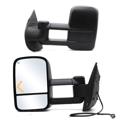 Pair Towing Mirrors For 07-13 Chevy Silverado 1500 2500 Power Heated Arrow Lamp
