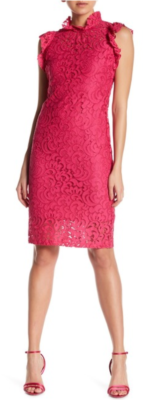 chinese dress ladies Alexia Admor Women's Autumn Mockneck Fit and Flare Dress, Red, Large