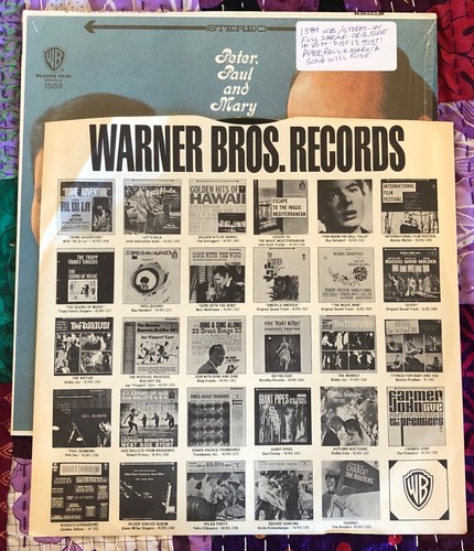 A Song Will Rise-Peter, Paul and Mary 33RPM Warner Bros. W1589 Monophonic-1965 - Picture 5 of 8