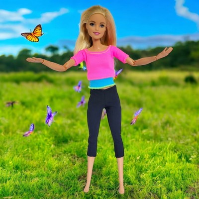 Barbie Made to Move Doll Pink Top Blonde Hair Yoga Sports