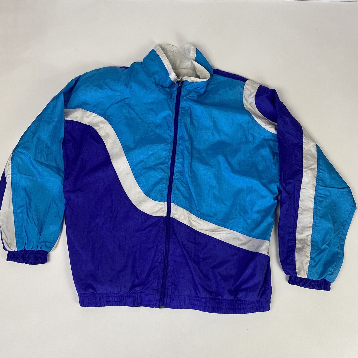 ブルコウィンドブレーカー Booco 80s Vintage Blue And White Wave Windbreaker | eBay