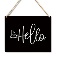 Lacosu Wall Pediments Hello Welcome Sign for Front Door,Hi Hey Hello Hanging ...