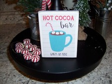 Hot Cocoa Bar sign Christmas Farmhouse kitchen Holiday tray decor
