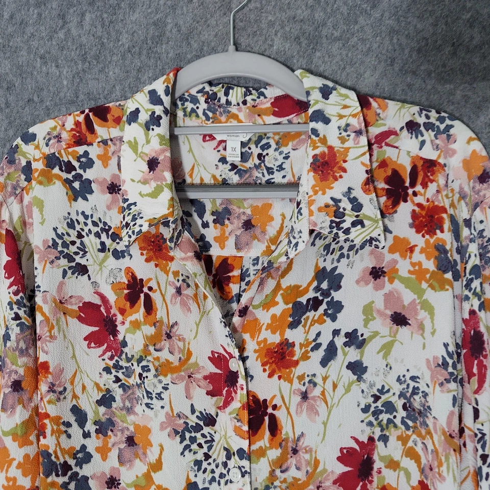 Túnica Coral Bay Plus 1X Crepe Arrugado Botón Ligero Casa Núcleo Jardín Foto 2 de 4