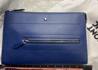 $830 MSRP - Montblanc Selection Soft Clutch Blue 130058