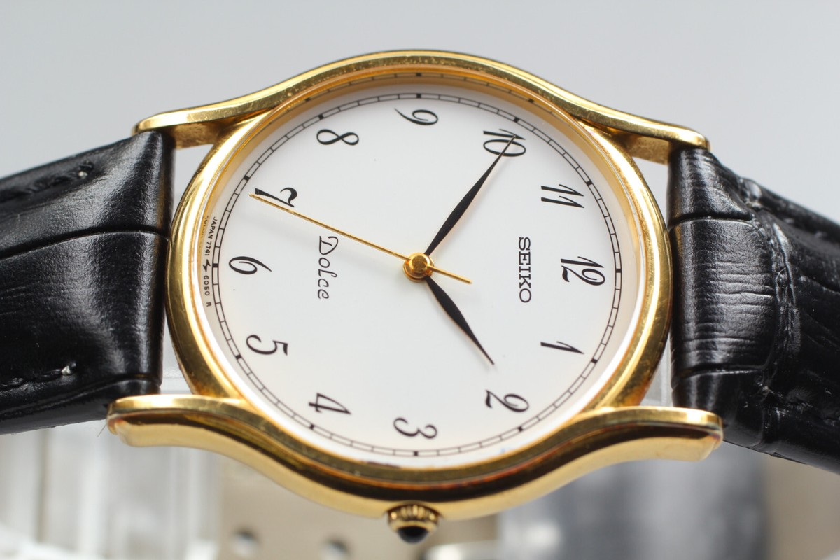 MINT] SEIKO DOLCE 7741-6030 32mm Gold White Arabic Men's Quartz