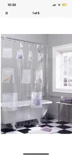 Clear PEVA Shower Curtain with 9 Mesh Storage Pockets, 70" x 72", Zenna Home