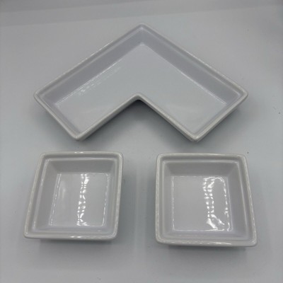 Food Network 2 Dipping Sauce Bowls 4'' and L Base White C1