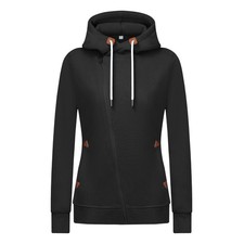 Womens Hoodies Oblique Zipper Fleece Sweatshirts Warm Lightweight Jacket Top ...